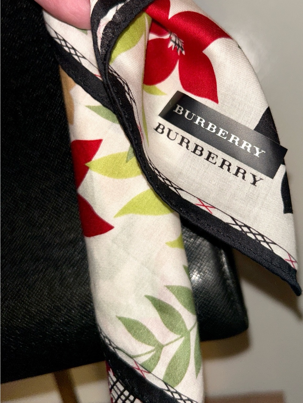 Burberry London LTD Black Leather Belted Tote Bag with Burberry Handkerchief - Picture 3 of 13